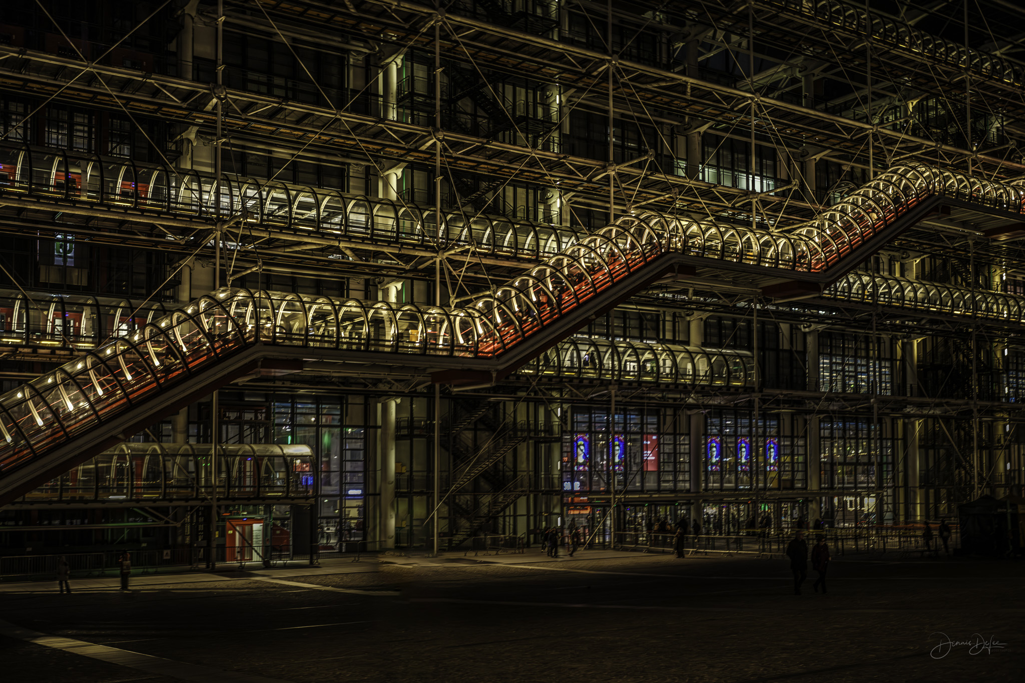 Centre Pompidou illuminated at night, Paris